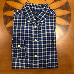 Ralph Lauren Boys Medium Blue Plaid Button Down
